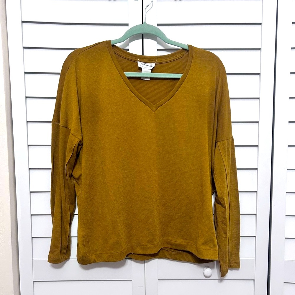 For The Republic V-Neck Tan Tunic